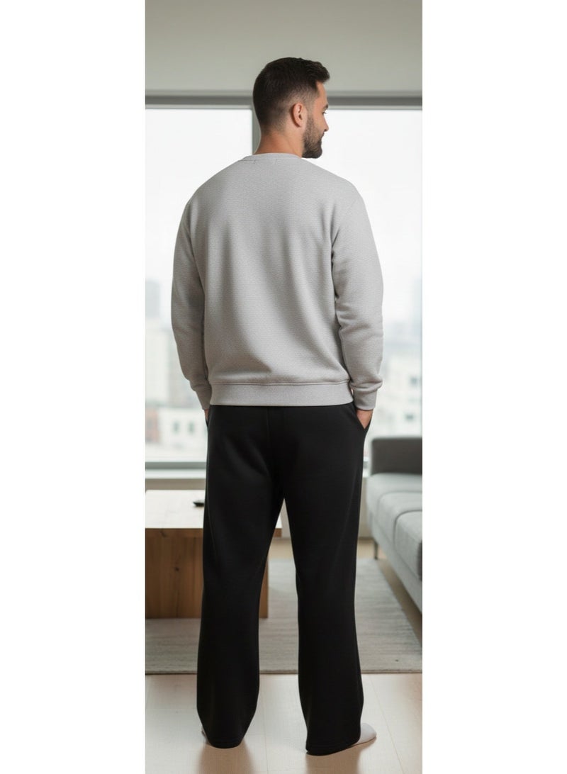 Bedaya Moda Casual cotton milton sweatpants - high waist - two pockets/ Black/ Unisex/3XL - Image 3